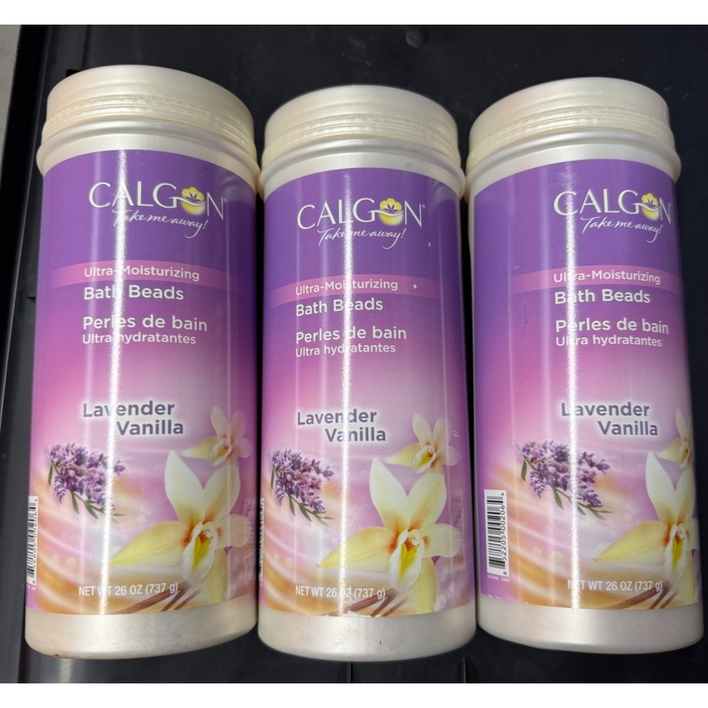 SET OF 3 CALGON  LAVENDER VANILLA Ultra Moisturizing Bath Beads 26oz DISCONTINUE